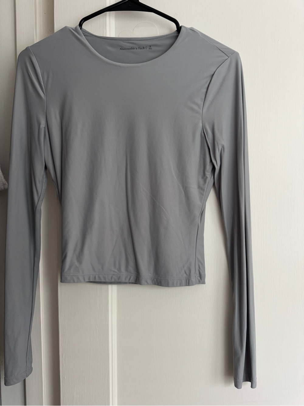 Abercrombie & Fitch Long Sleeve Crewneck Top — Light Gray